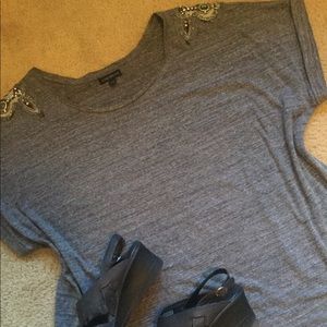 Lane Bryant gray t-shirt top beaded accent 22/24